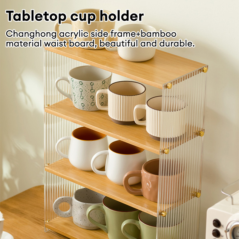 Sunny Cup Storage Rack 3/4 Layer Acrylic Display Rack Tea/Coffee/Dining ...
