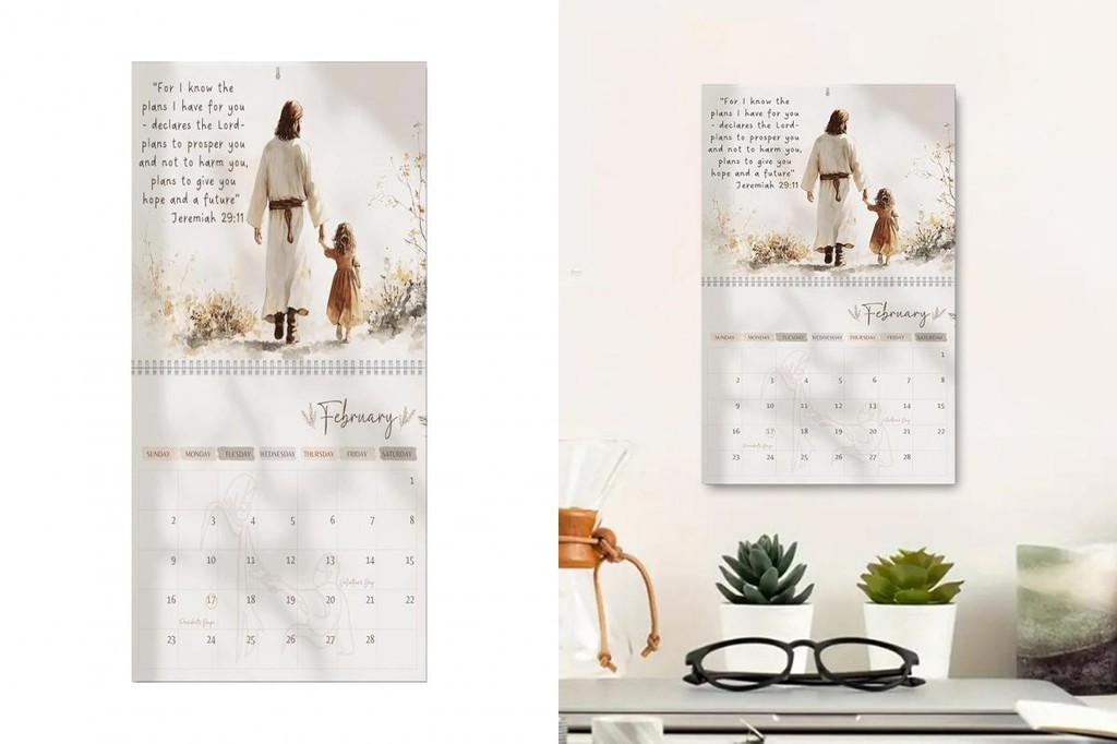 Faith-based Monthly Planner 2025 Jesus Wall Calendar Religious Artwork ...