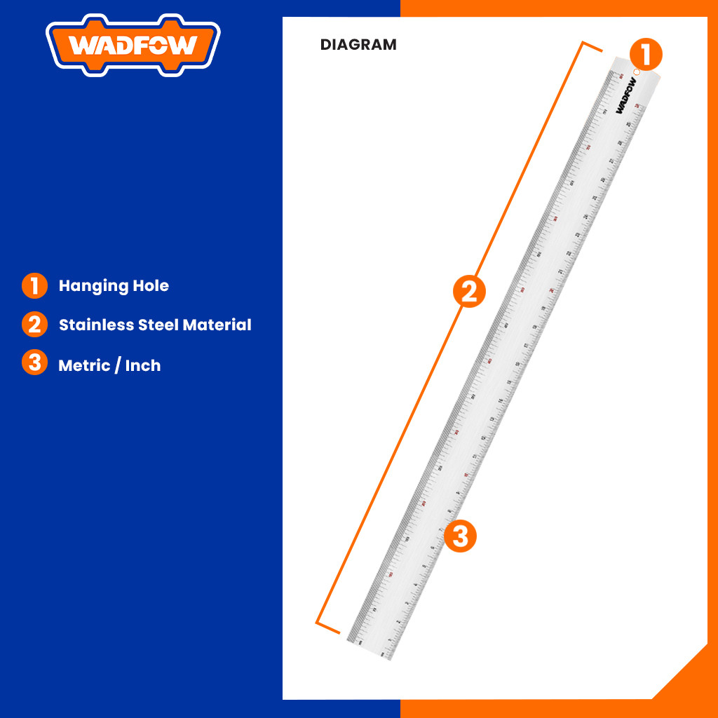 Wadfow Stainless Steel Metal Ruler With Metric And Inch (WHT) | Shopee ...