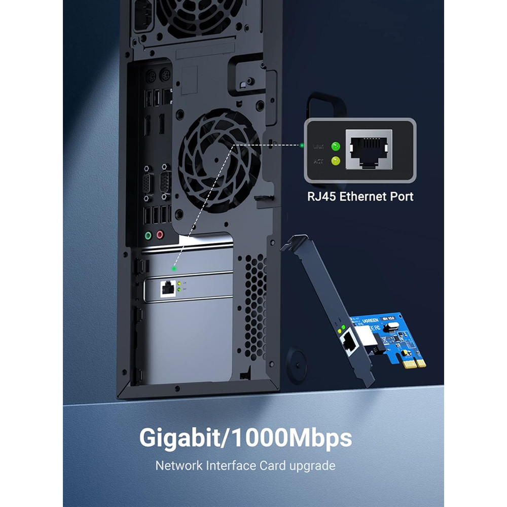 UGREEN Gigabit Ethernet PCI Express PCI-E Network Controller Card 10 ...