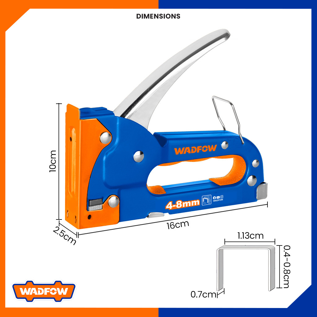 Wadfow Industrial Grade Gun Tacker Staple Tacker 4-8mm WGU1608 (WHT ...