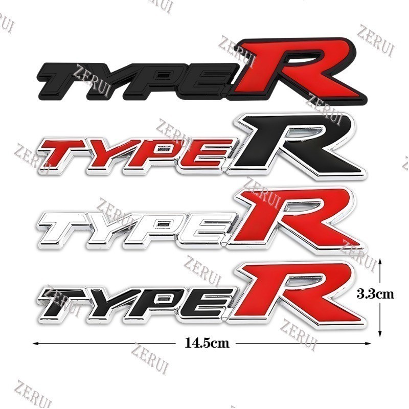 ZR For 3D Metal Car Front Grille Emblem Type R Logo Decal for Honda ...