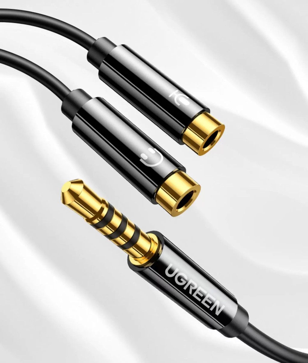 UGREEN computer audio cable with dual 3.5mm headphone plugs (one male ...