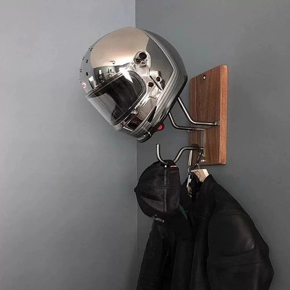 Retro wooden motorcycle helmet rack, motorcycle helmet storage rack ...