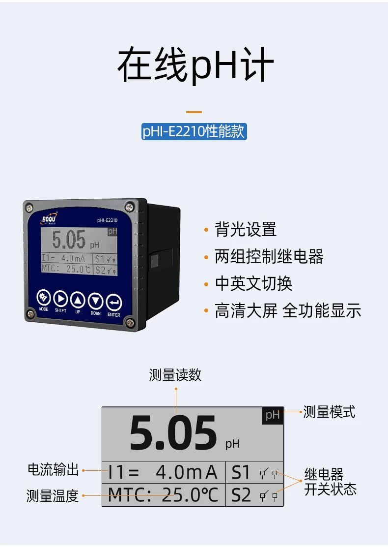 Boqu Instruments Industrial Online pH Meter Controller Acidity Meter ...