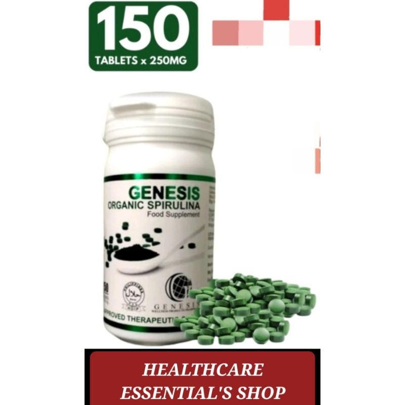 GENESIS ORGANIC SPIRULINA 250mg 150 TABLETS (100 ORIGINAL) Shopee