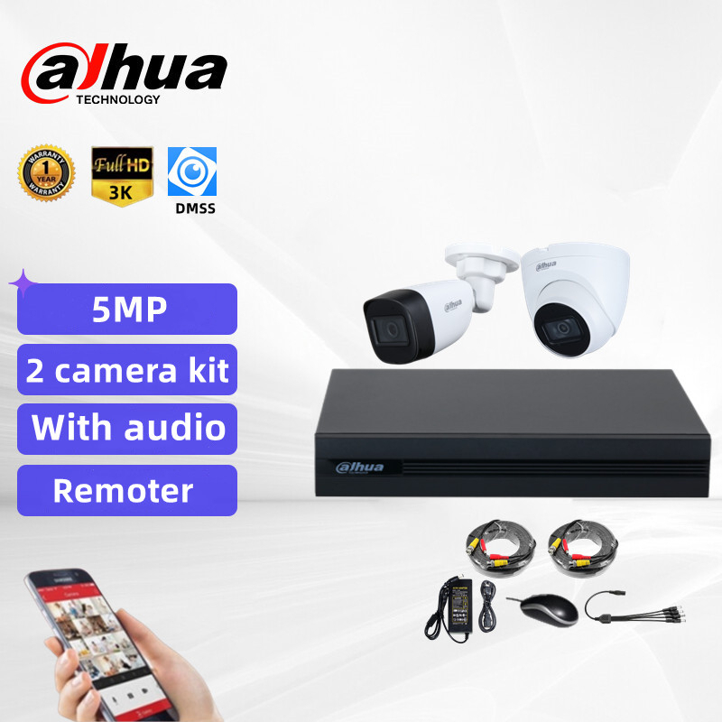 Dahua CCTV Camera Kit With audio 4/8 CH CCTV Kit 3K HD 5MP Camera DVR