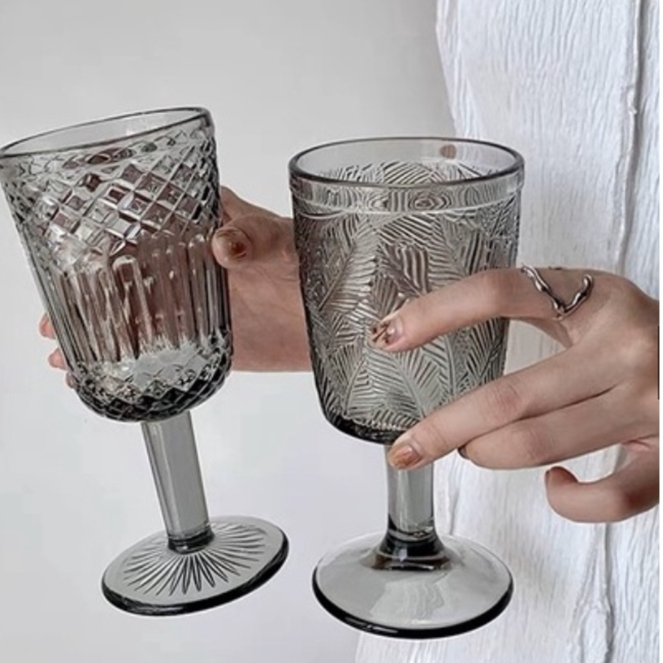 6pcs Set, Deli Different designed french engraved embossed goblet red ...