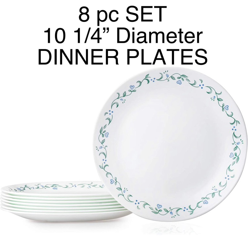 Corelle Vitrelle 8Piece Dinner Plates Set, Triple Layer Glass and Chip Resistant , Country