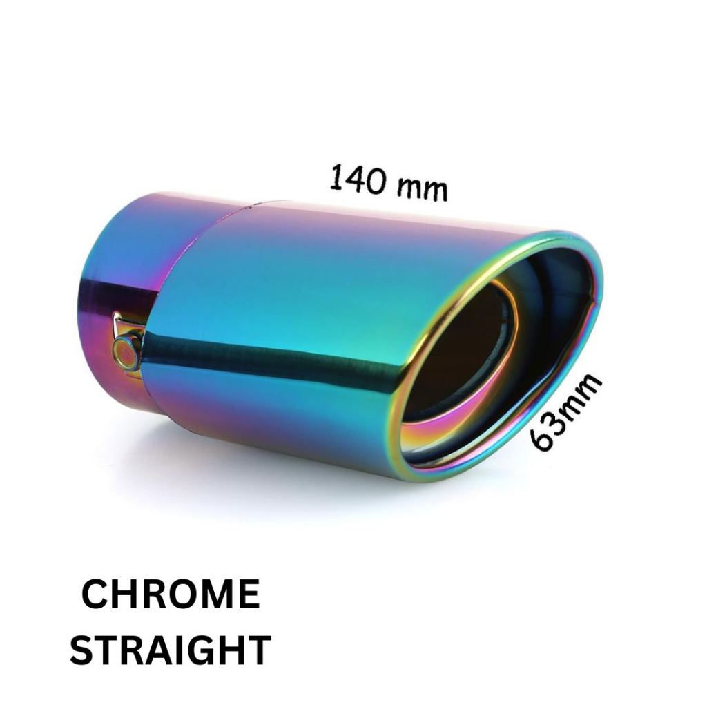 Universal Half Blue Car Exhaust Muffler Tip Round Stainless Steel