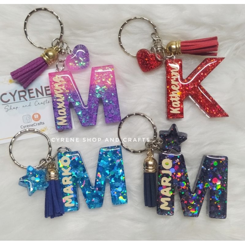 Initial Letter Keychain personalized with name, resin made, gift ...