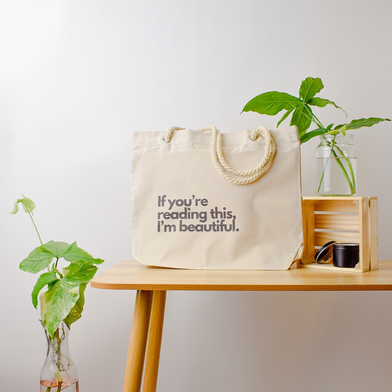 Canvas bag with rope handles best sale
