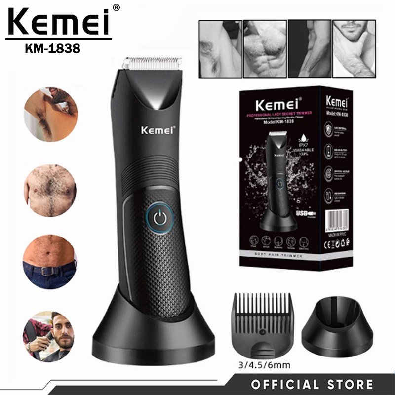 Kemei Groin Area Hair Trimmer Waterproof Wet Dry Clippers Pubic Armpit