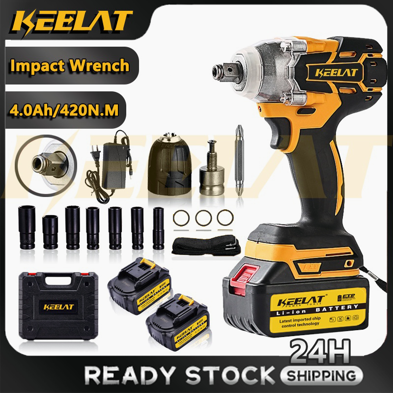 KEELAT Electric Impact Wrench Cordless Brushless Wrench Screwdriver