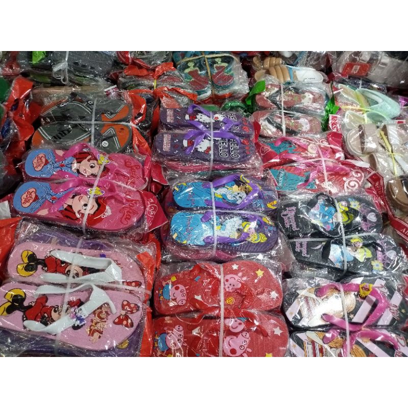 CHEAP SLIPPERS KIDS STRAP CARTOON CHARACTERS (NEGOSYO BUNDLE 6 PAIRS ...