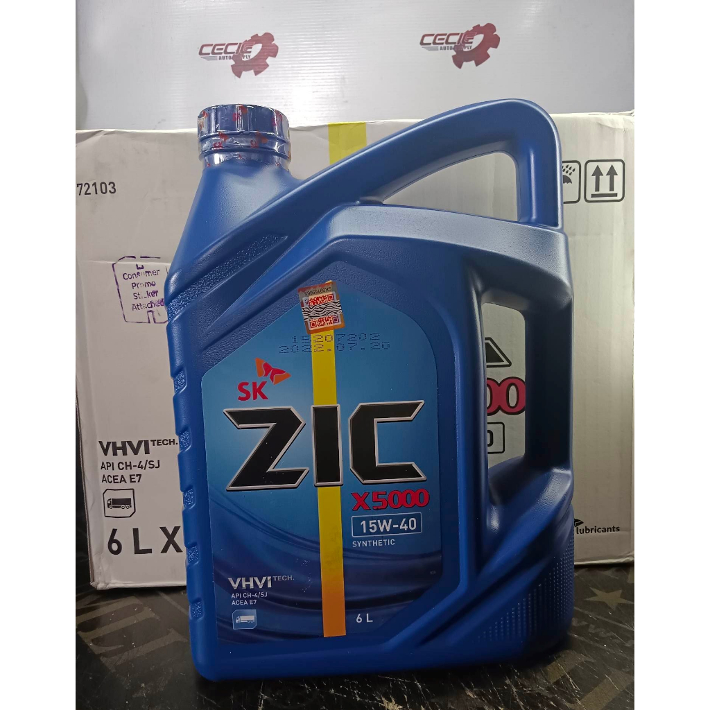 Zic X5000 SAE 15W-40 Synthetic Diesel Engine Oil 6 Liters | Shopee ...