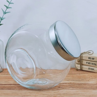 Clear Glass Tilted Cookie Jar 