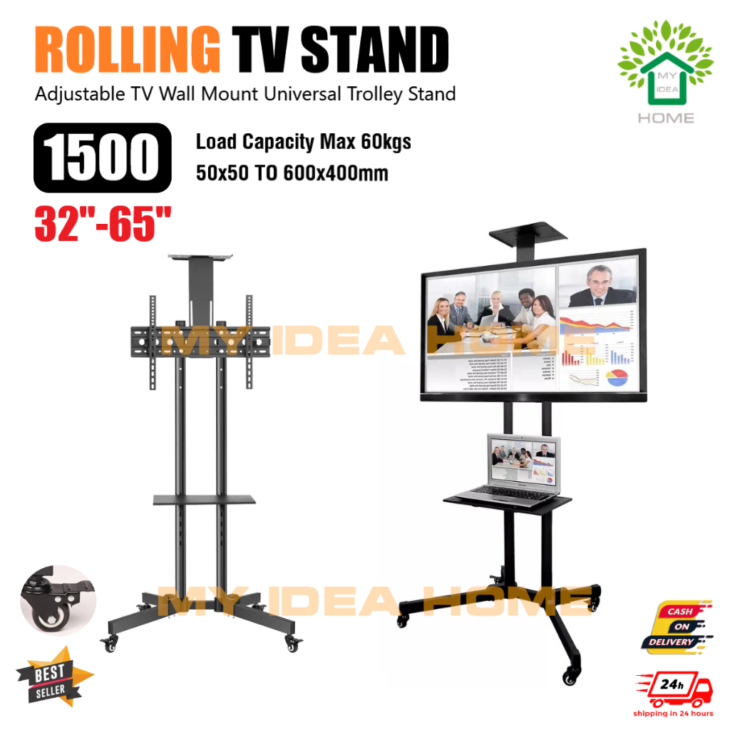 TV Stand 3265 Inch Adjustable TV Wall Mount Universal Trolley Stand