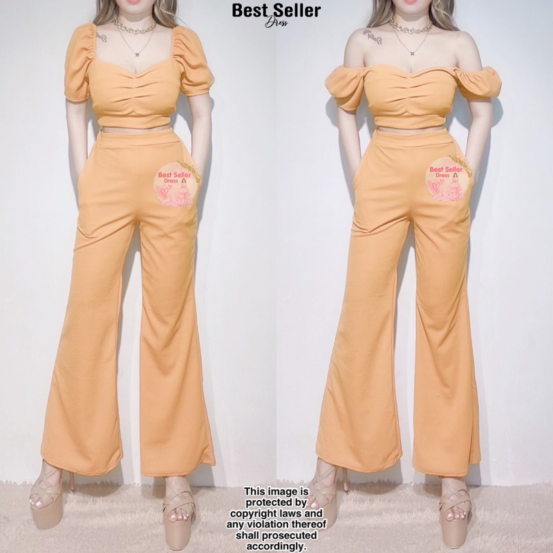 BEST SELLER MEGAN 2WAY CROPTOP & PANTS TERNO COORDINATES(BEST SELLER ...