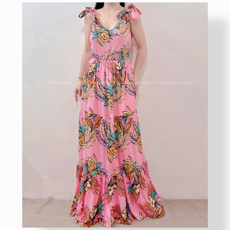 LUCY TIE KNOT STRAP MAXI DRESS Shopee Philippines