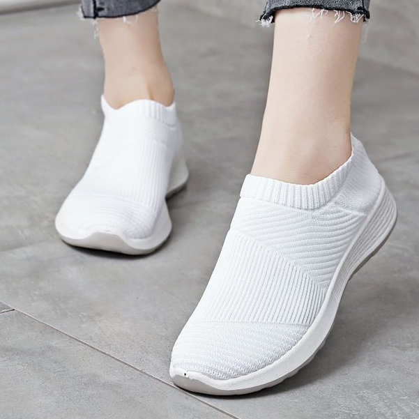 White Rubber Doll Shoes For women Slip on Ladies shoes Breathable Fly ...