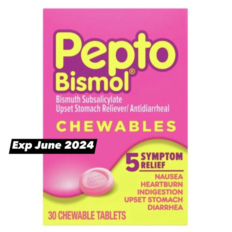 Pepto Bismol Upset Stomach Reliever 30 Chewable Tablets Shopee