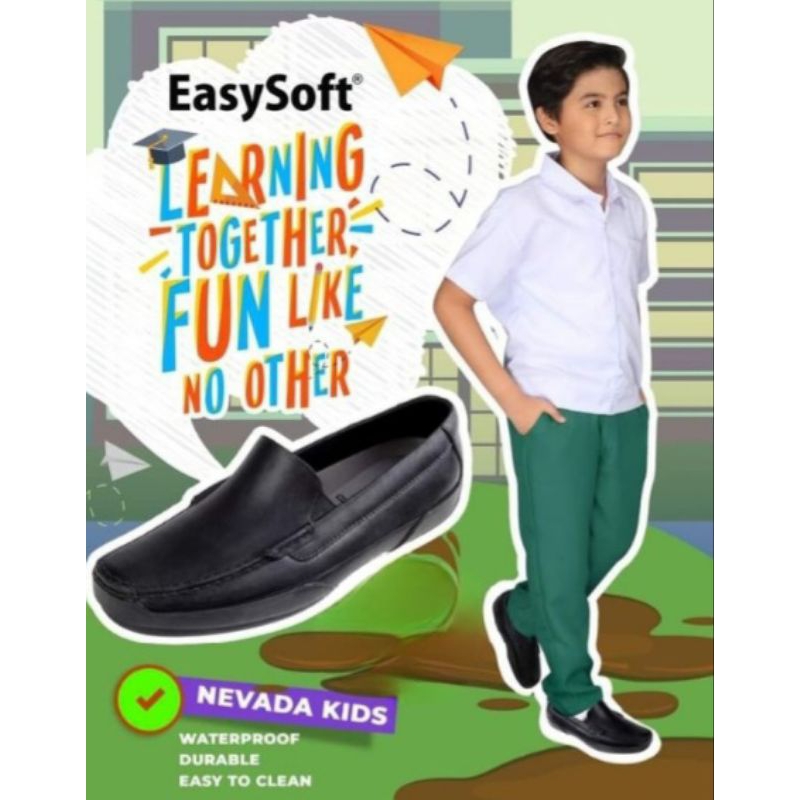 Easy Soft NEVADA KIDS Formal/School Shoes by World Balance-BLACK - Main Image