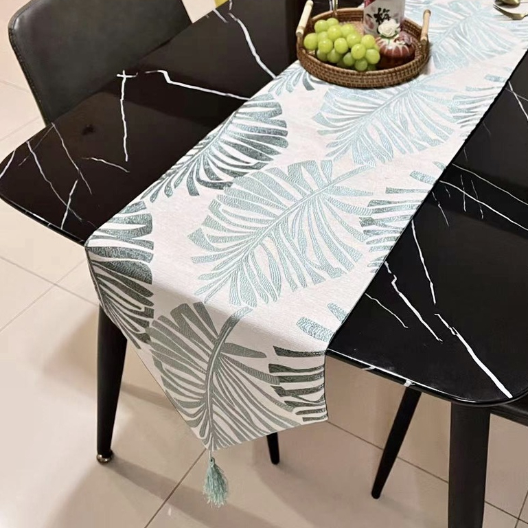 4，6，8，10 seater Table Runner Embroidering Leaf Table Runner Hotel