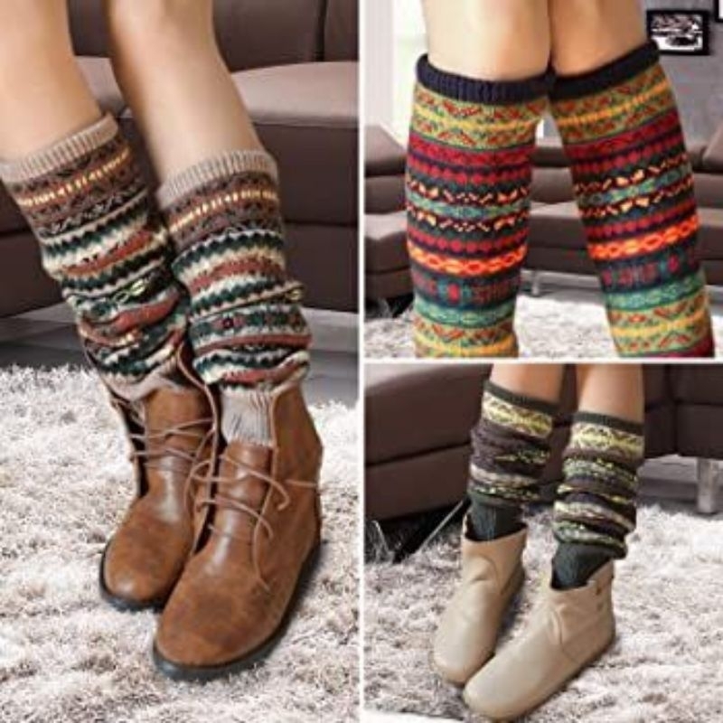 2021 New Winter Over Knee Long Knit Cover Crochet Women Leg Warmers