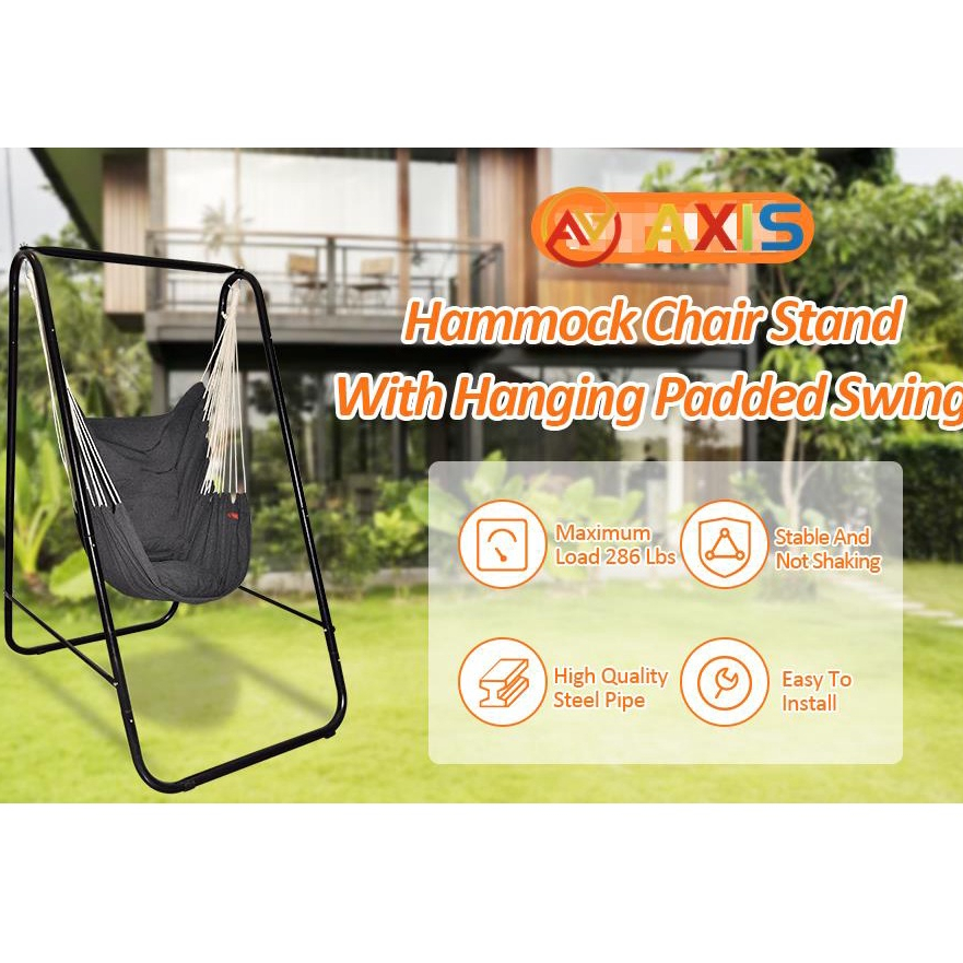 Chair Stand with Hanging Padded Swing, Heavy Duty Steel Hammock Rack ...