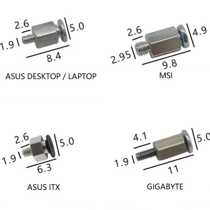 M.2 SSD Screw Hex Mounting Kit NVMe M.2 ASUS ASRock MSI Gigabyte ...