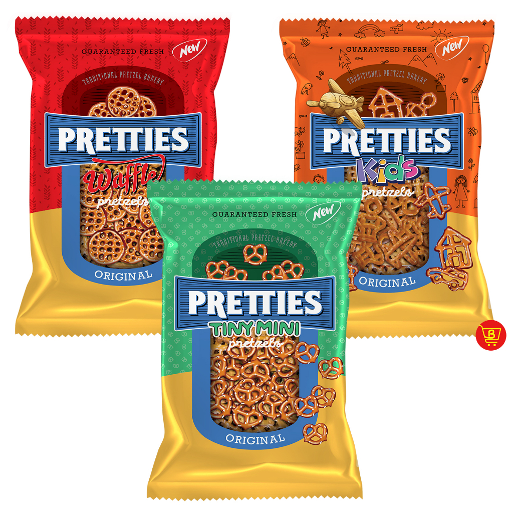 Pretties Original Salted Pretzels (Waffle 255g / Tiny Mini 227g / Kids