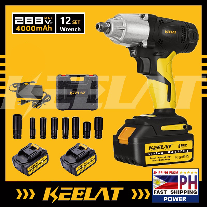 KEELAT KID005 Cordless Impact Wrench Gun 1/2'' 1/4 Driver Battery with