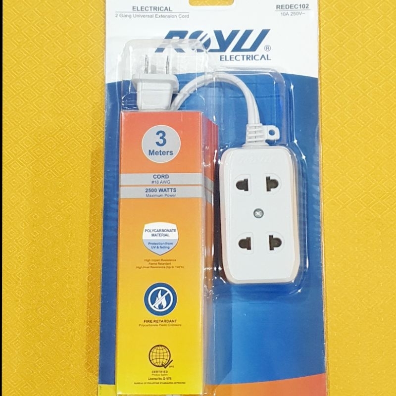 Royu extension cord 2 gang universal extension cord quality and ...