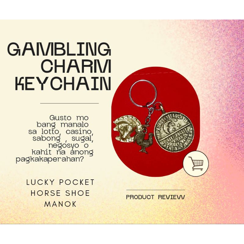 Gambling Charm Keychain(lucky pocket+horse shoe+manok san Pedro