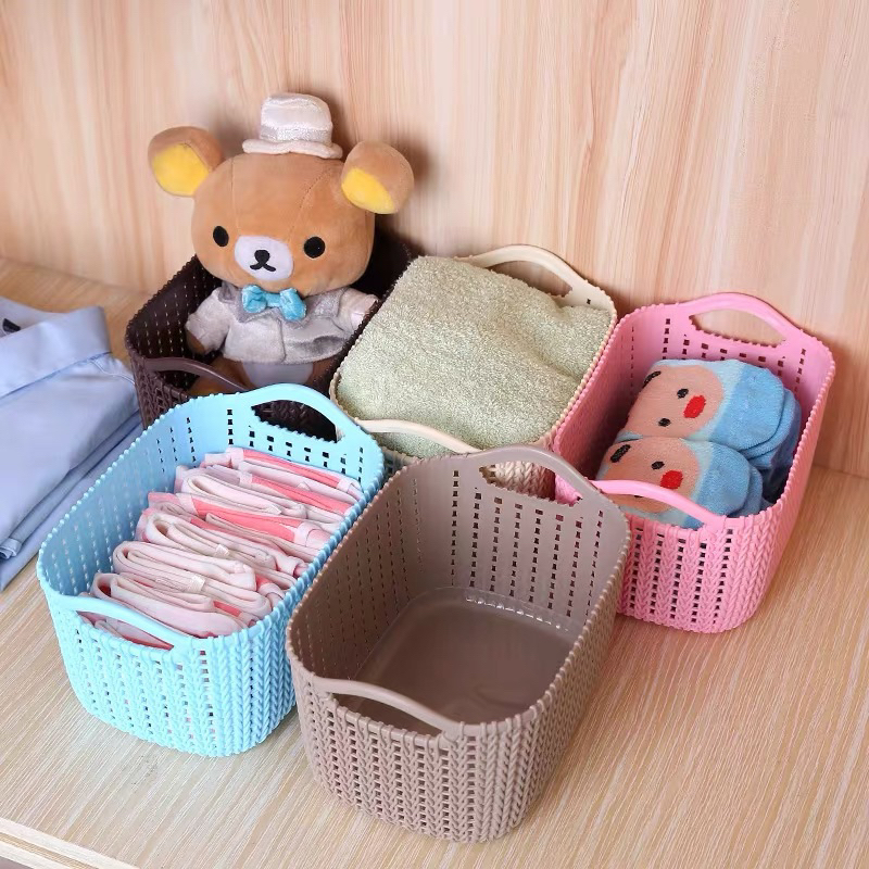 Imitation Rattan Bathroom Kitchen Desktop Storage Basket Mini Size