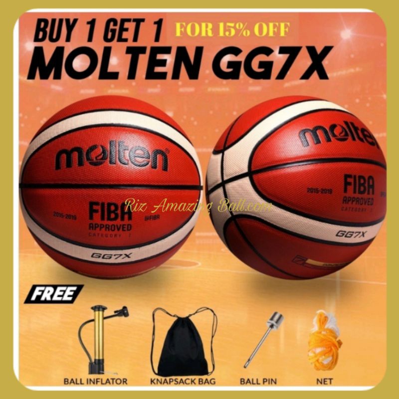MOLTEN GG7X FIBA PU Leather Basketball Ball Size 7 Indoor Outdoor with