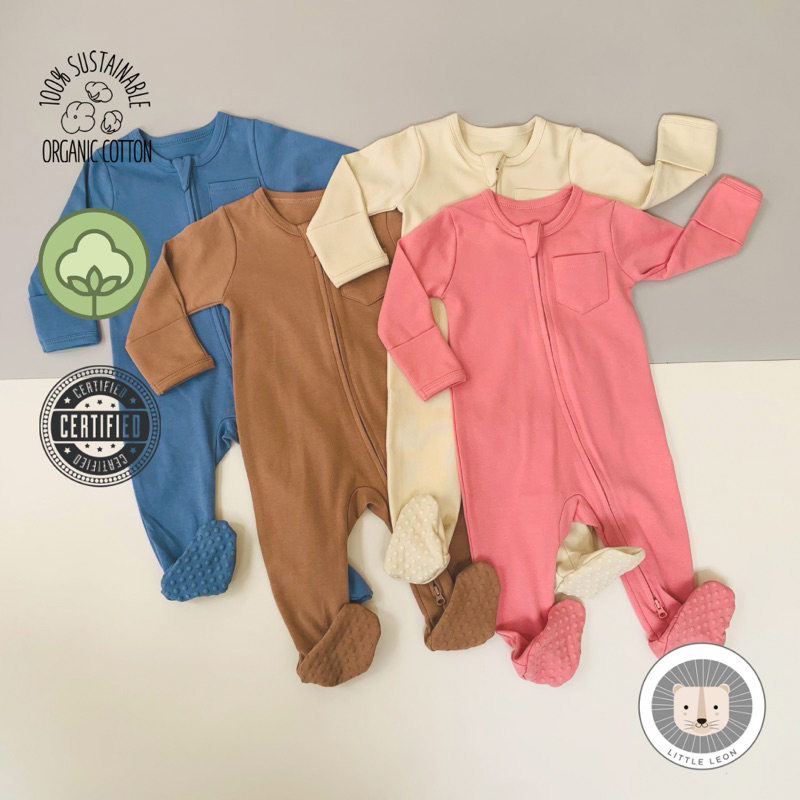 Little Leon Organic Cotton Two Way Zip Footed Onesies (Age 3mos 18mos) Shopee Philippines