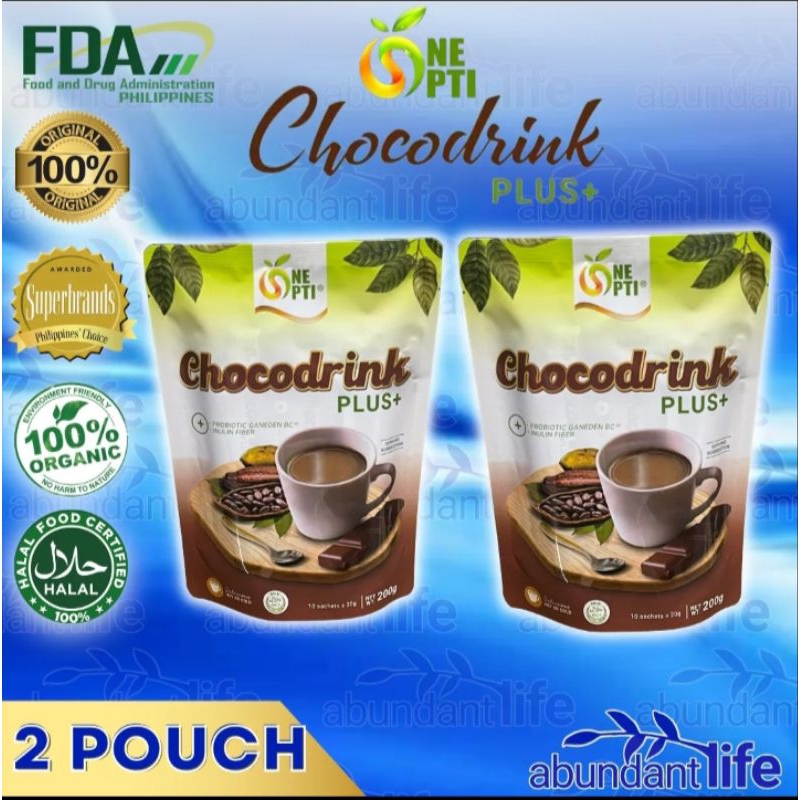 2 Pouches One Opti Choco Drink Plus Original 