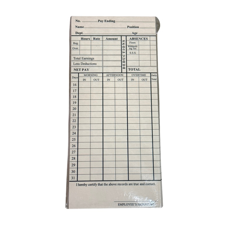 Daily Time Record DTR-Yellow (100 sheets) | Shopee Philippines