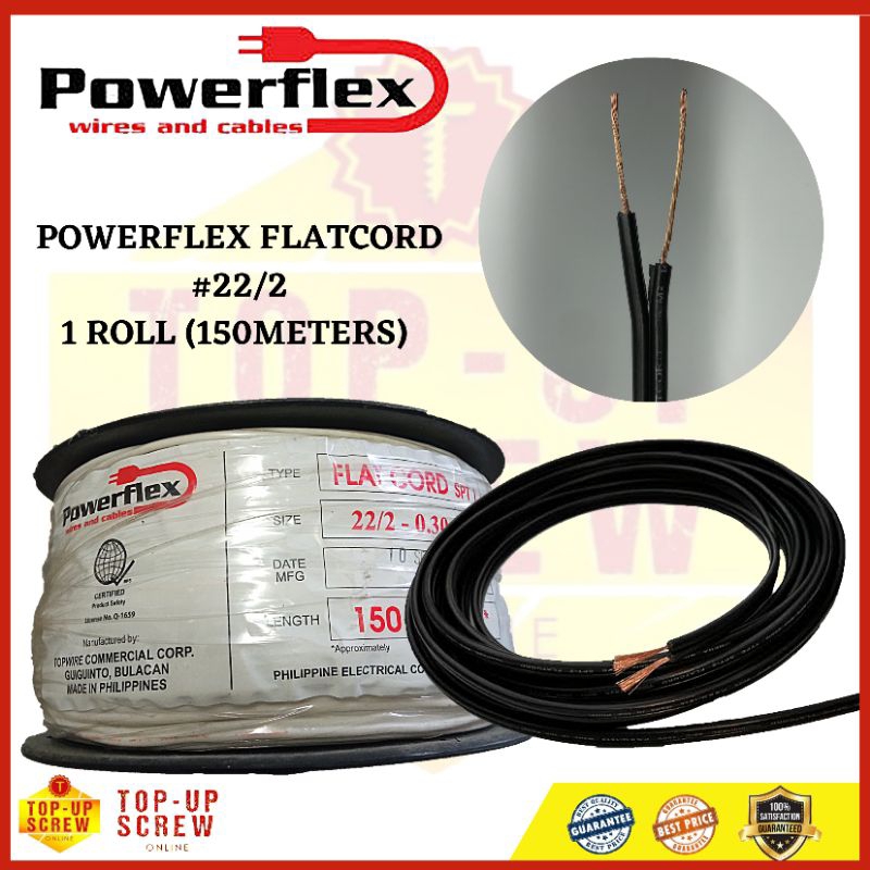 POWERFLEX FLAT CORD Duplex Extension Wire Pure copper 22/2 Sold