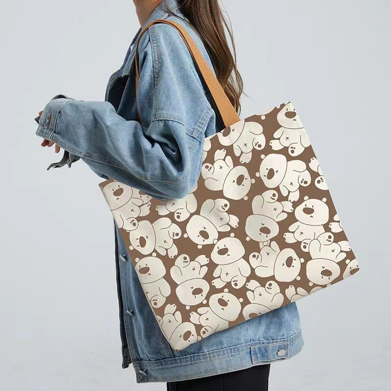 with out zipper Korean New Fashion Canvas Tote Bag Canvas Shoulder Bags ...