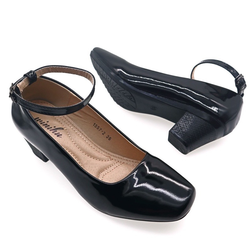 black School office ladies heels Shoes(add 1size ) | Shopee Philippines