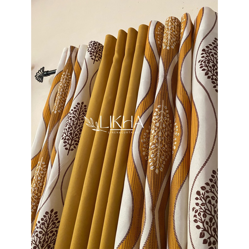 LIKHA 3in1 Elegant Sylvia Gold Ring Curtain (6ft/7ft Curtain ) sold