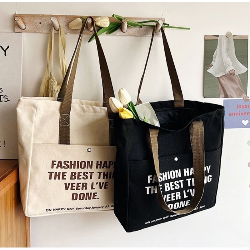 YQY ladies canvas tote bag shoulder bag big capacity | Shopee Philippines