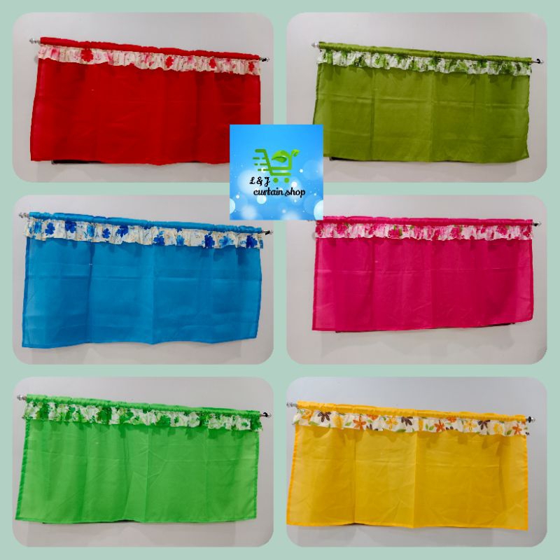 plain with printed raffles half/lababo curtain 60x27 inches | Shopee ...