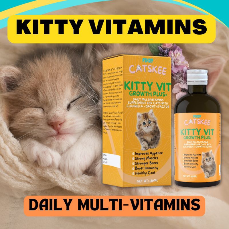 KITTY VIT GROWTH PLUS KITTEN VITAMINS Cat Vitamins 120ml Kitten ...