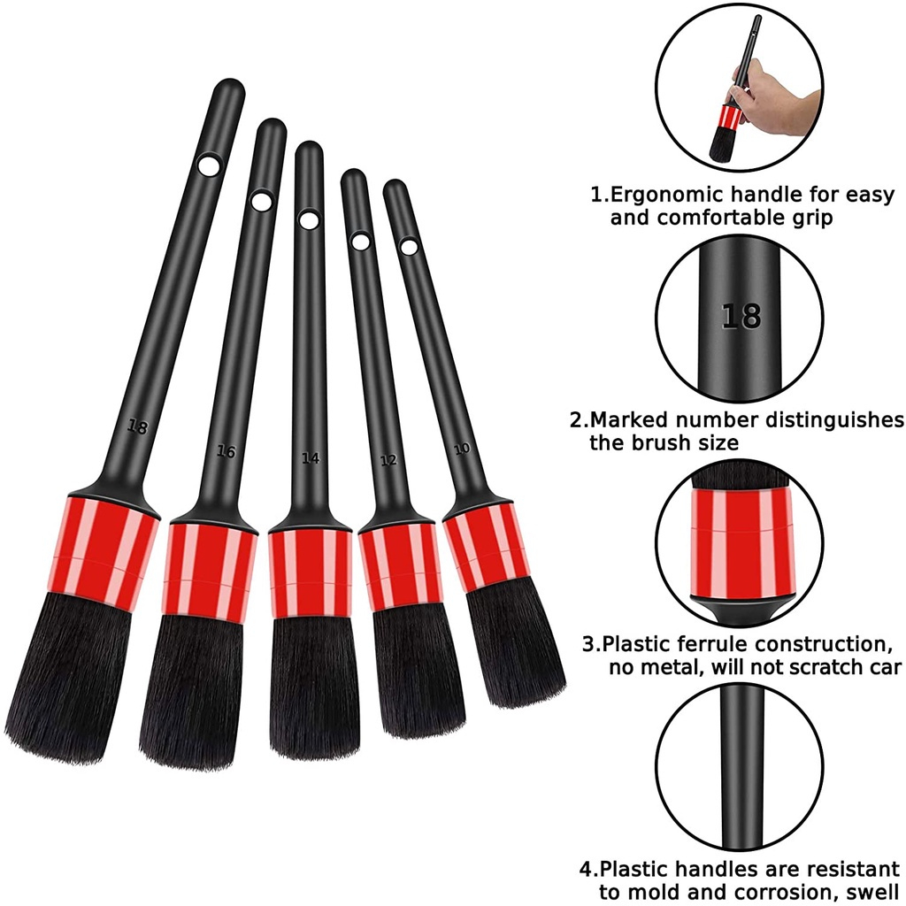 JN5PCS Car Detailing Brushes Car Wash Slit Brush Clean Seat Detail