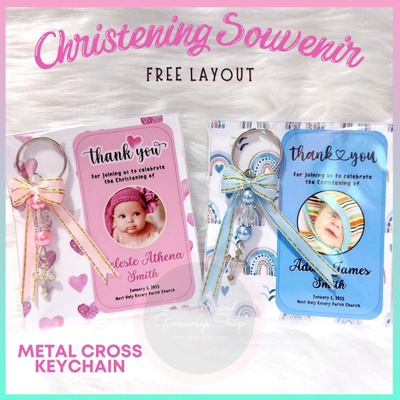 Customized Keychain Rosary Baptismal Christening Souvenirs