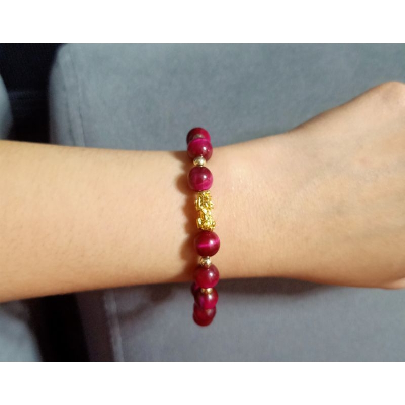 PIYAO 18k Real Gold with 10k Gold Beads Pawnable Magenta Color of the